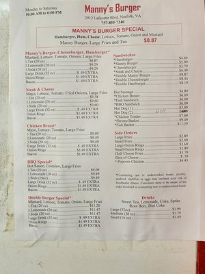 Menu photo 3 Manny's Burger Norfolk, VA Menu photo 3 Manny's Burger Norfolk, VA