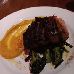 The Hollows - Salmon with broccolini and squash.