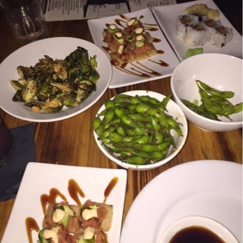 Wokcano - Garlic Brunel sprouts spicy tuna on crunchy rice and garlic edamame. 100% delicious!! - Sushi Bars Near Me - Burbank, California Wokcano - Garlic Brunel sprouts spicy tuna on crunchy rice and garlic edamame. 100% delicious!! - Sushi Bars Near Me - Burbank, California