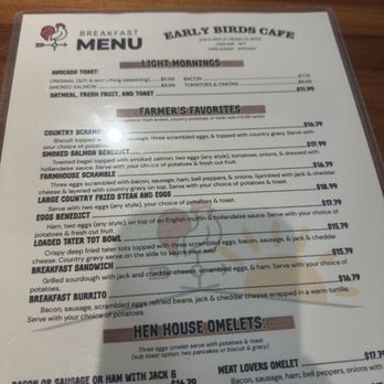 Early Birds Cafe - Menu - Breakfast & Brunch Near Me - Fresno, California