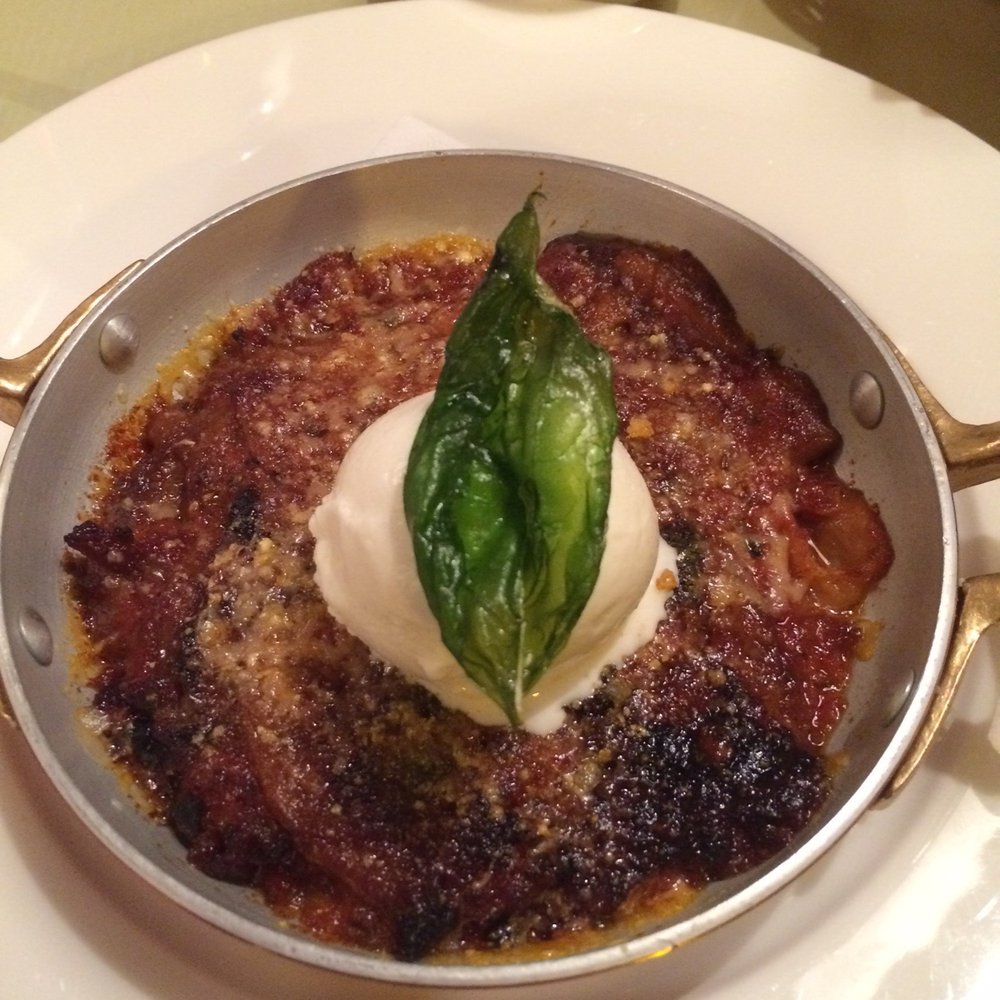Eggplant with burrata ice cream