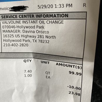 Valvoline Instant Oil Change - Time of Receipt 1:33pm! - Oil Change Stations Near Me - Troy, Ohio Valvoline Instant Oil Change - Time of Receipt 1:33pm! - Oil Change Stations Near Me - Troy, Ohio