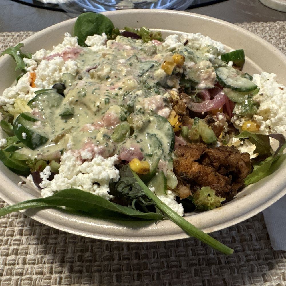 CAVA - Half and Half Bowl Chicken - Salad Near Me - Monrovia, California CAVA - Half and Half Bowl Chicken - Salad Near Me - Monrovia, California