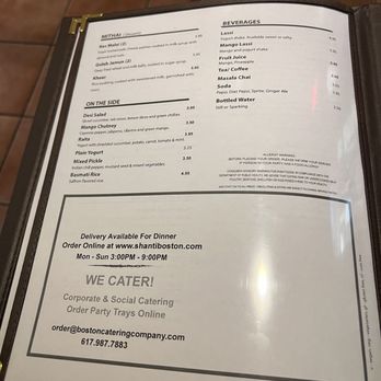 Shanti Indian Cuisine - Menu - Indian Near Me - Boston, Massachusetts Shanti Indian Cuisine - Menu - Indian Near Me - Boston, Massachusetts