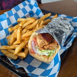 Santorini - chicken souvlaki in a pita, excellent chicken