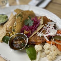 Texan Taco Bar - Uno-dos-tres Lunch Special Quesabirria taco Grilled shrimp taco