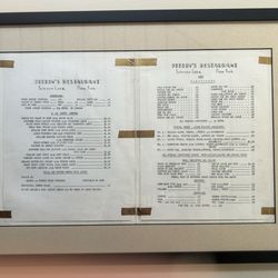Pitkin's Restaurant - Old time menu