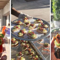 The Bougainvillea Estate - Mouth-watering appetizers prepared by SOHOTACO.com for a beautiful wedding in the pool area of The Bougainvillea Estate in Indio CA.