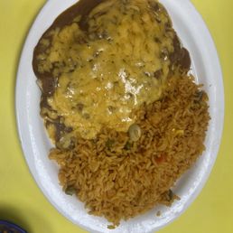 Chicken enchiladas with extra rice Chicken enchiladas with extra rice