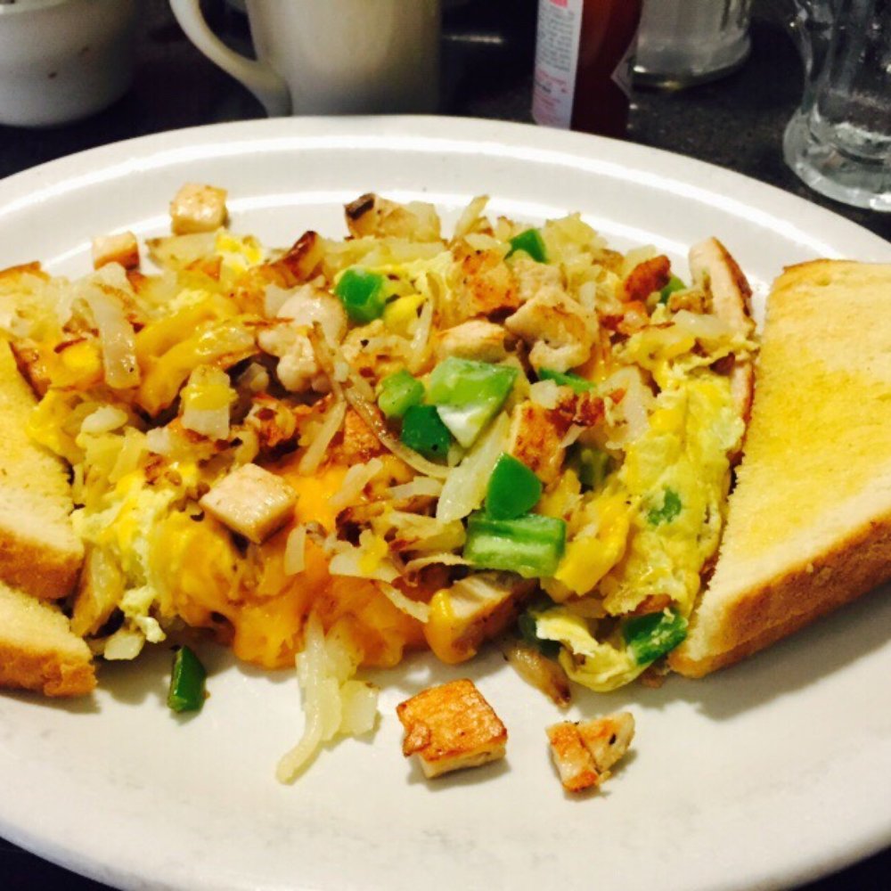 Ferguson's Cafe - 3 Eggs scramble with chicken breast. Yumm!!!! - Cafes Near Me - Spokane, Washington