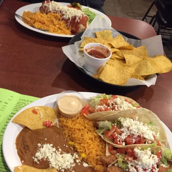 Don Beto's Tacos - Fish tacos in the front, salsa in the middle, burrito mojado in the back - Mexican Near Me - Clayton, North Carolina