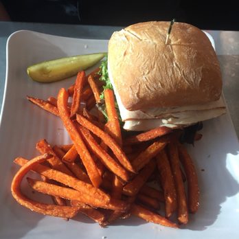Emberz - Turkey sandwich with sweet potato fries - Wine Bars Near Me - Sonora, California Emberz - Turkey sandwich with sweet potato fries - Wine Bars Near Me - Sonora, California