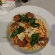 Photo of Slater's 50/50 - Anaheim Hills - Anaheim, CA, United States. Spaghetti with 50/50 meatballs.