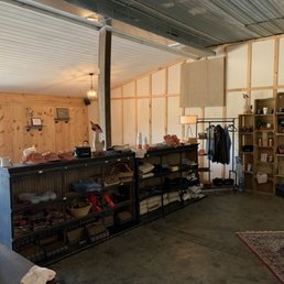 the inside of a barn