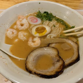 Taichi Bubble Tea Downtown - Ramen with spicy tonkotsu soup, pork and shrimp - Bubble Tea Near Me - Chattanooga, Tennessee