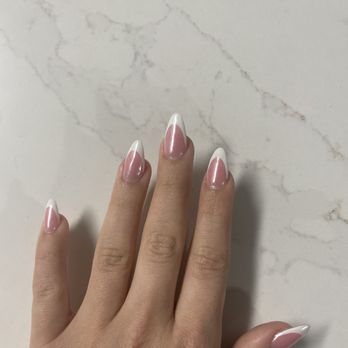 Pamper Nail Spa - got some frenchies with pearl dust - Nail Salons Near Me - Sacramento, California Pamper Nail Spa - got some frenchies with pearl dust - Nail Salons Near Me - Sacramento, California