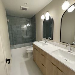 Secondary bathroom remodel with custom vanity, Seattle Wa