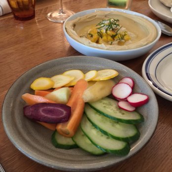 Saba - Blue crab hummus ($20) and Crudité ($5) - Mediterranean Near Me - New Orleans, Louisiana Saba - Blue crab hummus ($20) and Crudité ($5) - Mediterranean Near Me - New Orleans, Louisiana
