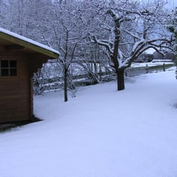 Ferienwohnung am Pfarrhof - Winterlicher Blick aus dem Fenster der Ferienwohnung in Ziethen