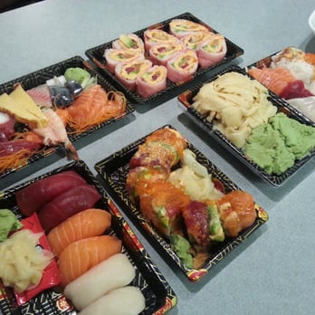 Avana Sushi - clockwise from left: chef's special combo, sweet girl roll, chirashi, and a massive amount of ginger and wasabi. - Japanese Near Me - Boston, Massachusetts Avana Sushi - clockwise from left: chef's special combo, sweet girl roll, chirashi, and a massive amount of ginger and wasabi. - Japanese Near Me - Boston, Massachusetts