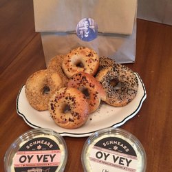 Fresh and delicious bagels and schmears! What a treat!