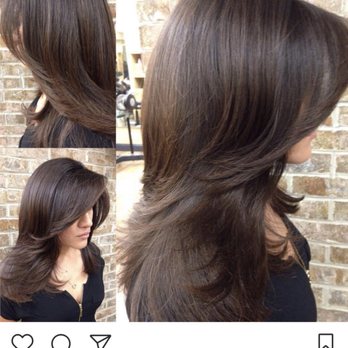 Long Layers On Curly Hair Beautiful Blow Dry Yelp