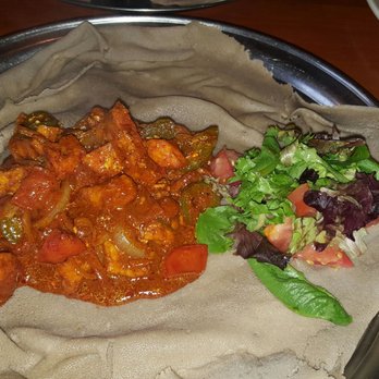Enat Restaurant - Fish gluten free injera salad - Ethiopian Near Me - Alexandria, Virginia Enat Restaurant - Fish gluten free injera salad - Ethiopian Near Me - Alexandria, Virginia