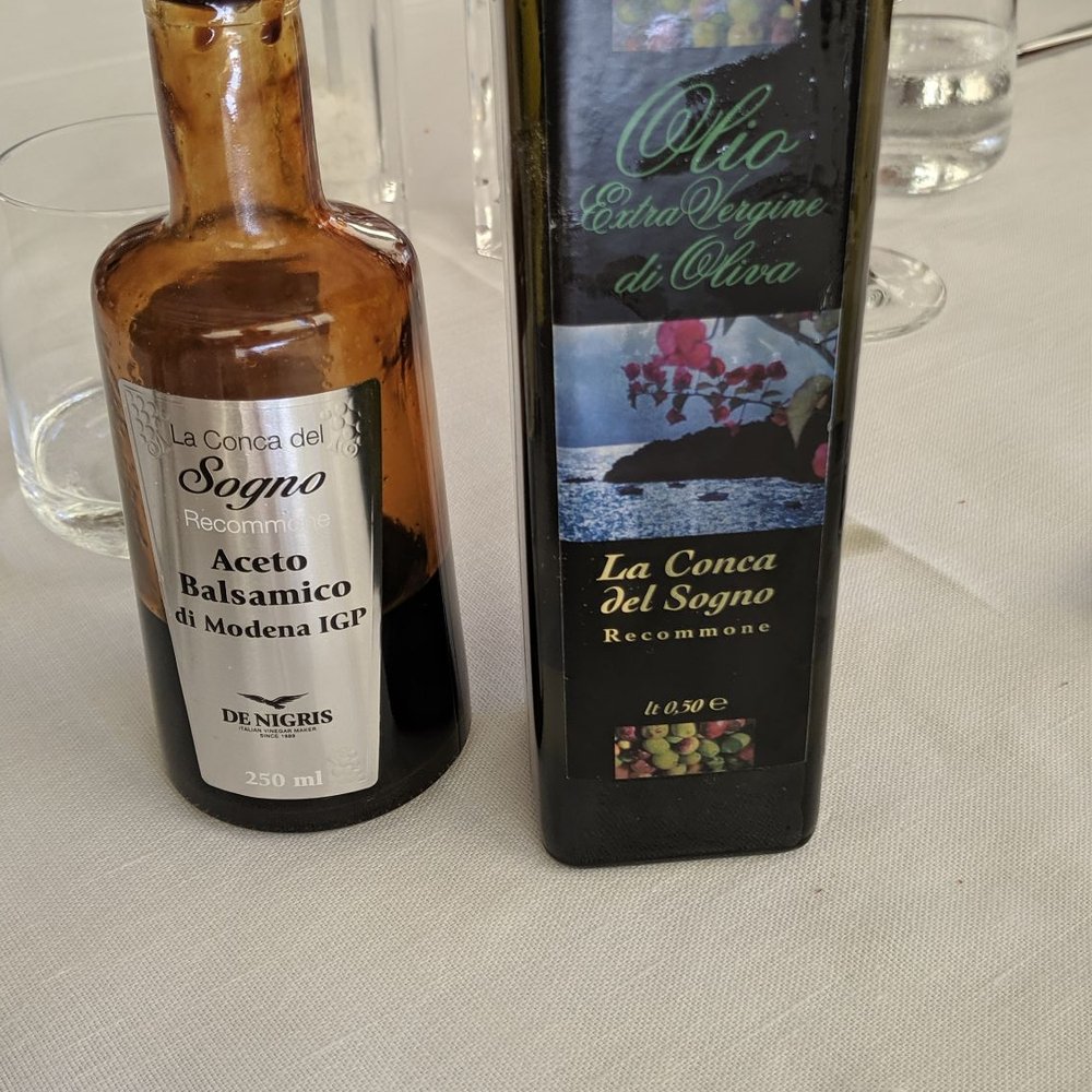 Conca del Sogno - THE BEST Olive oil and aged balsamic vinegar. I took this picture to make sure I can spell it to order it when I get home. - Beach Bars Near Me - Nerano, NA Conca del Sogno - THE BEST Olive oil and aged balsamic vinegar. I took this picture to make sure I can spell it to order it when I get home. - Beach Bars Near Me - Nerano, NA