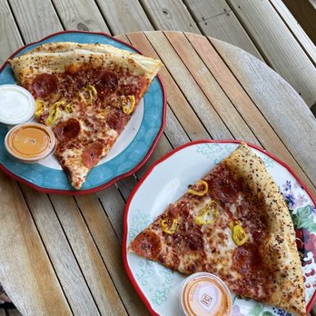 Mikey's Late Night Slice - Slice Spicy Ass Pepperoni with slut sauce and ranch - Bars Near Me - Columbus, Ohio