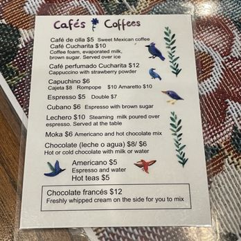 Cucharita - Drink menu (2/2) - Bakeries Near Me - Houston, Texas