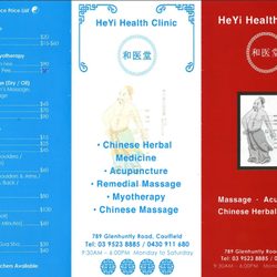He Yi Health Clinic - Information pamphlet