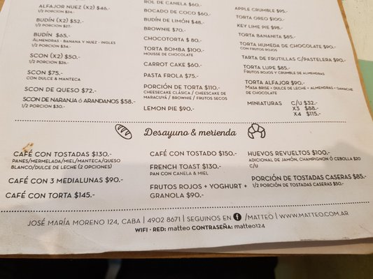 Menu photo 1 Matteo Buenos Aires, C