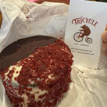 Tricycle Ice Cream - Red Velvet Cake Batter Ice Cream Sandwich - Ice Cream & Frozen Yogurt Near Me - Providence, Rhode Island Tricycle Ice Cream - Red Velvet Cake Batter Ice Cream Sandwich - Ice Cream & Frozen Yogurt Near Me - Providence, Rhode Island