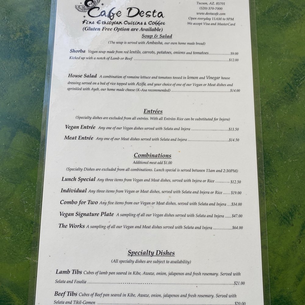 Cafe Desta - Menu - Coffee & Tea Near Me - Tucson, Arizona