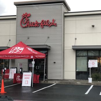 Chick-fil-A - Order at this tent, order on the app for curbside pickup, or sit in the mega long drive thru - Fast Food Near Me - Vancouver, Washington