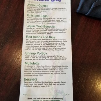 Full City Cafe - Enjoy the Mardi Gras menu additional items. - New American Near Me - Portage, Michigan