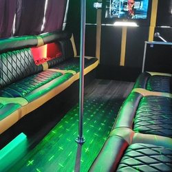 Inside of our white party bus