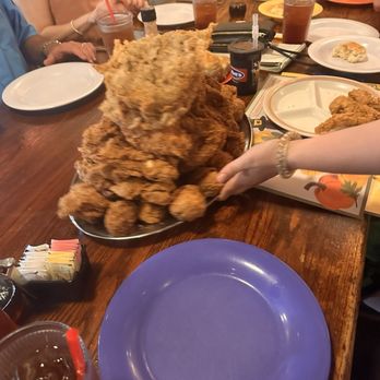 Babe's Chicken Dinner House - That's a lot of chicken!  Chicken fried steak is on top. - Chicken Shop Near Me - Roanoke, Texas