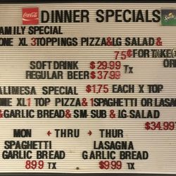 New York Pizzeria - Dinner Specials menu (as of 7/24/23)
