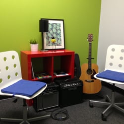 Musicology - The Green Room, one of our guitar lesson rooms!