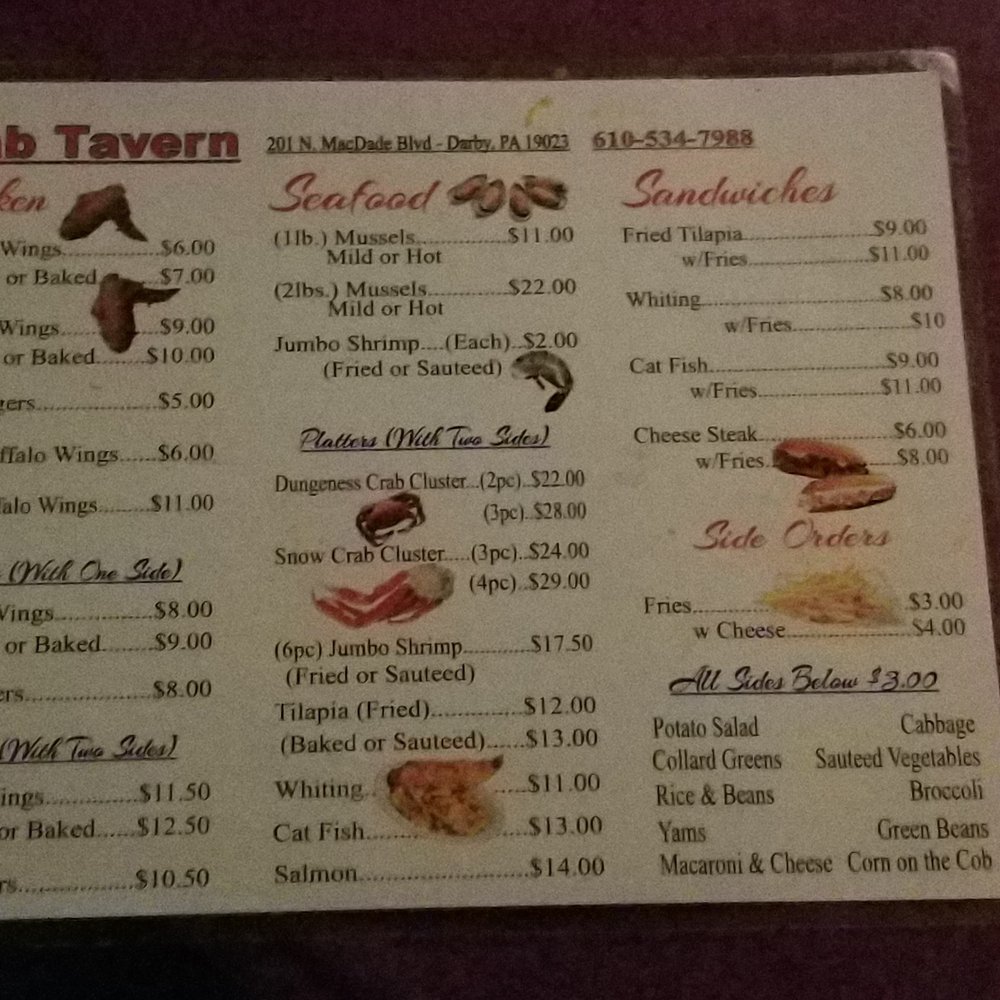 Crab Tavern - Menu - Seafood Near Me - Darby, Pennsylvania Crab Tavern - Menu - Seafood Near Me - Darby, Pennsylvania