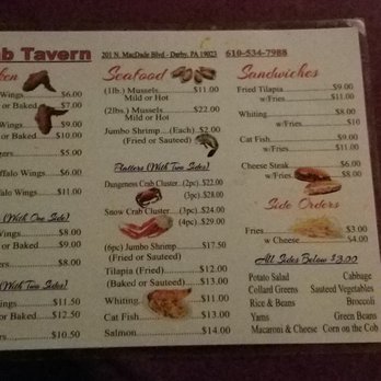 Crab Tavern - Menu - Seafood Near Me - Darby, Pennsylvania