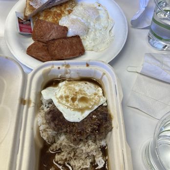 Home Maid Cafe - Loco moco and 2 egg breakfast with spam and toast - Breakfast & Brunch Near Me - Kihei, Hawaii