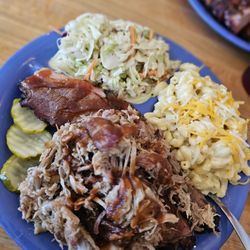 Brothers Barbecue - Pulled Pork, Brisket, Mac N Cheese, and Coleslaw.