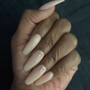 Pageant nails & spa - Simple nude with bling design - Waxing Near Me - Chandler, Arizona Pageant nails & spa - Simple nude with bling design - Waxing Near Me - Chandler, Arizona