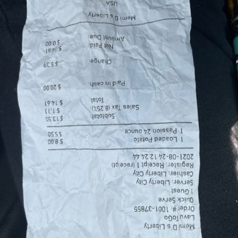 Memi D's - a receipt for a beer - Coffee & Tea Near Me - Kilgore, Texas