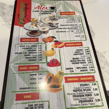 Alex Latin Restaurant and Cafeteria - Menu - Latin American Near Me - West Monroe, Louisiana