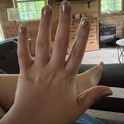 Left hand Gel manicure.