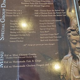 the menu of the restaurant