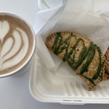 Sayso Coffee - 2/4/23 Mocha, matcha glazed hand pie filled with lemon curd made from scratch, and two peanut butter cacao nib cookies. - Coffee & Tea Near Me - Winston-Salem, North Carolina Sayso Coffee - 2/4/23 Mocha, matcha glazed hand pie filled with lemon curd made from scratch, and two peanut butter cacao nib cookies. - Coffee & Tea Near Me - Winston-Salem, North Carolina